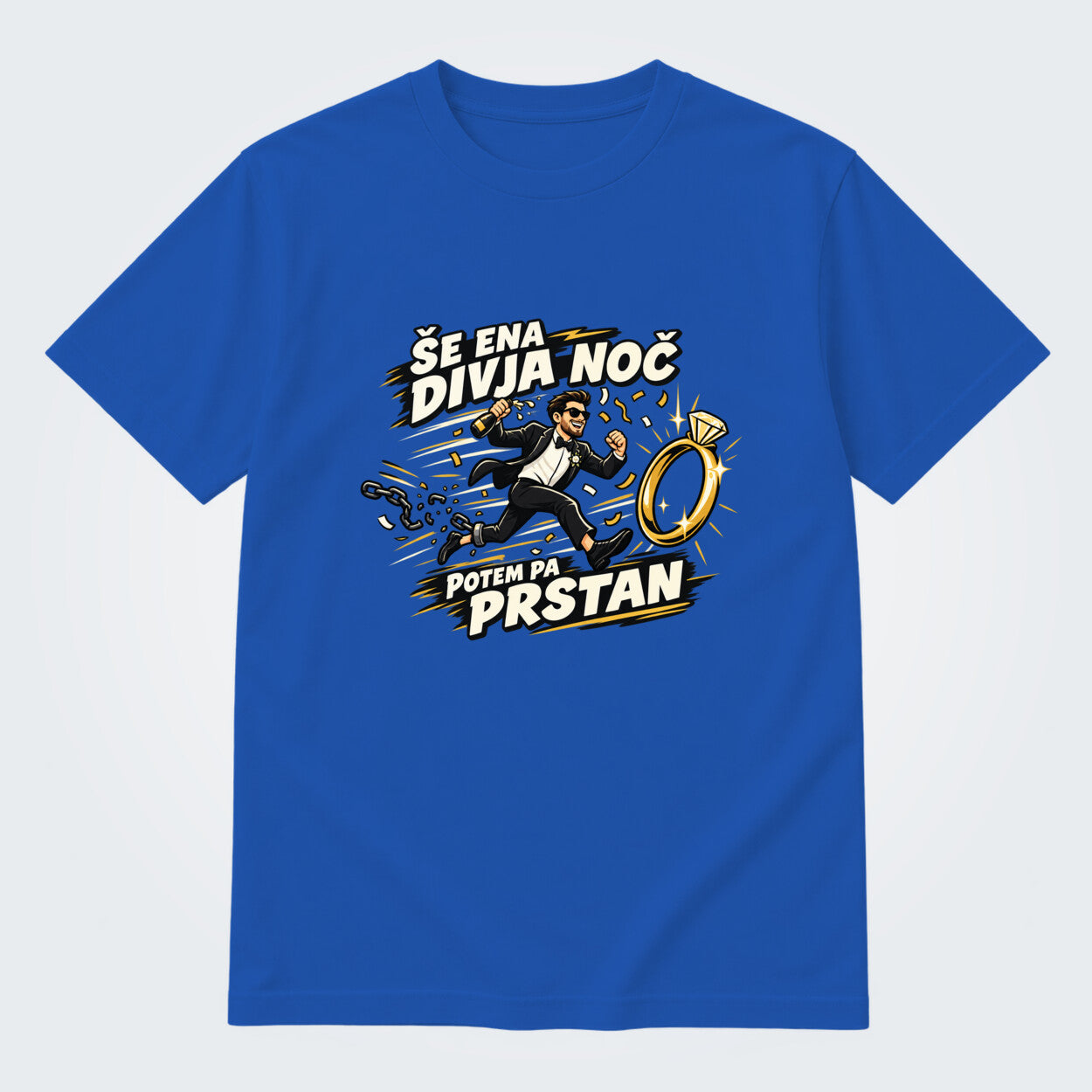 Majica za ženina - Še ena divja noč, barva Kraljevo modra