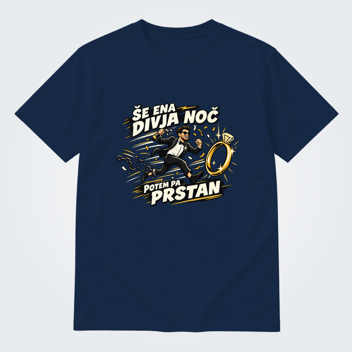 Majica za ženina - Še ena divja noč, barva Mornarsko modra