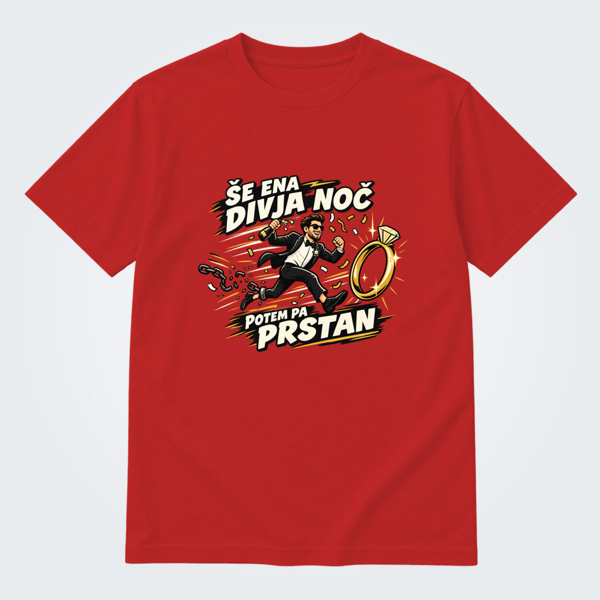 Majica za ženina - Še ena divja noč, barva Rdeča
