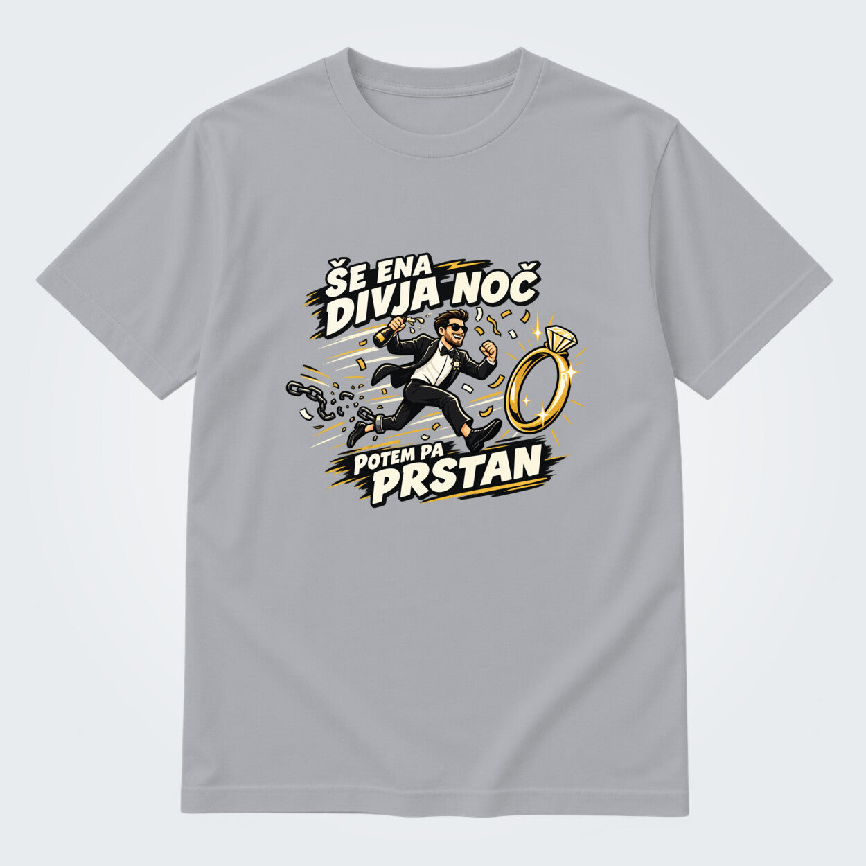 Majica za ženina - Še ena divja noč, barva Siva