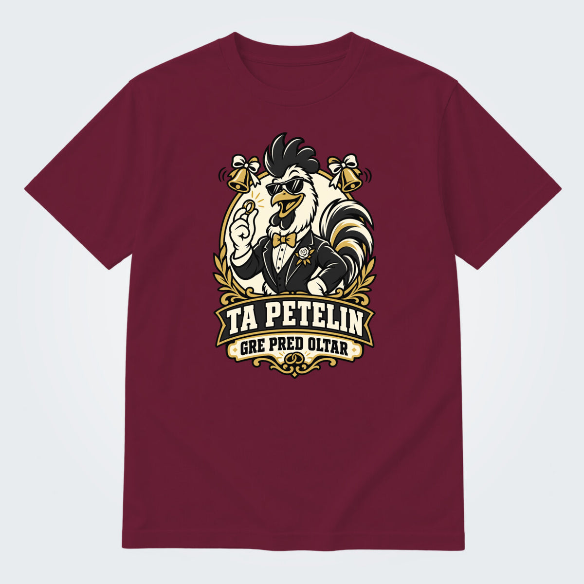 Majica za ženina - Ta petelin gre pred oltar, barva Bordo