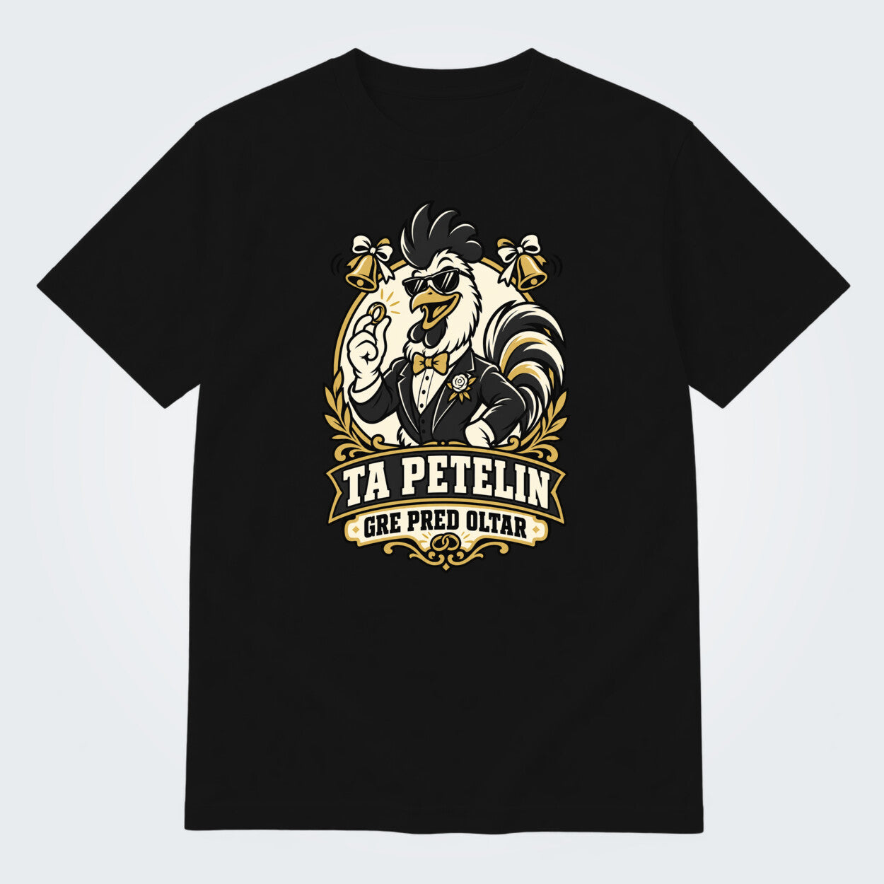 Majica za ženina - Ta petelin gre pred oltar, barva Črna