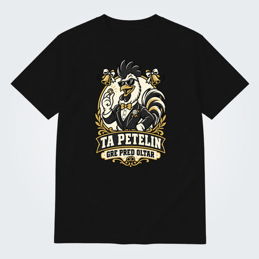 Majica za ženina - Ta petelin gre pred oltar, barva Črna