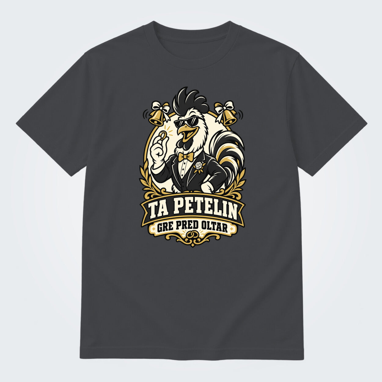 Majica za ženina - Ta petelin gre pred oltar, barva Grafitna