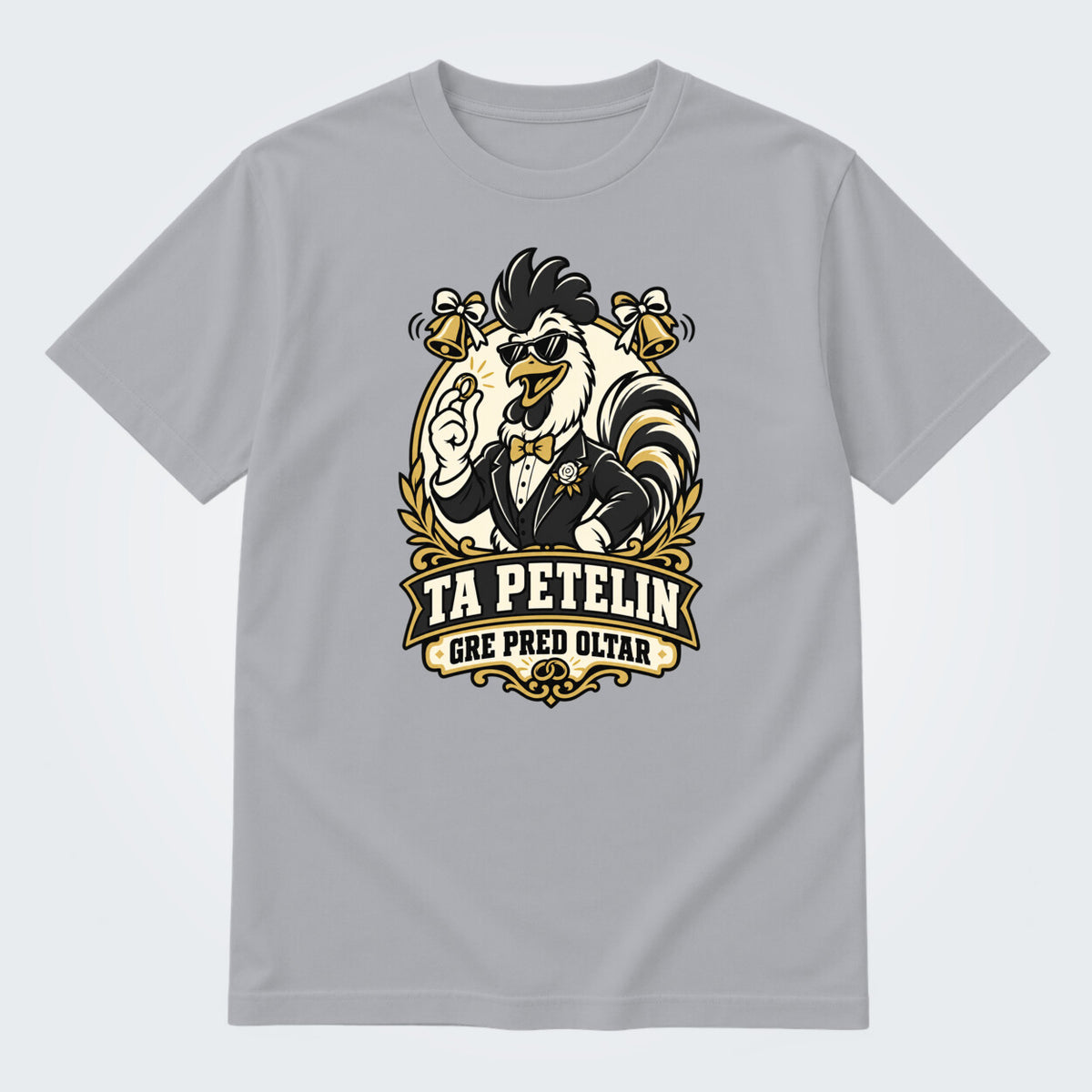 Majica za ženina - Ta petelin gre pred oltar, barva Siva