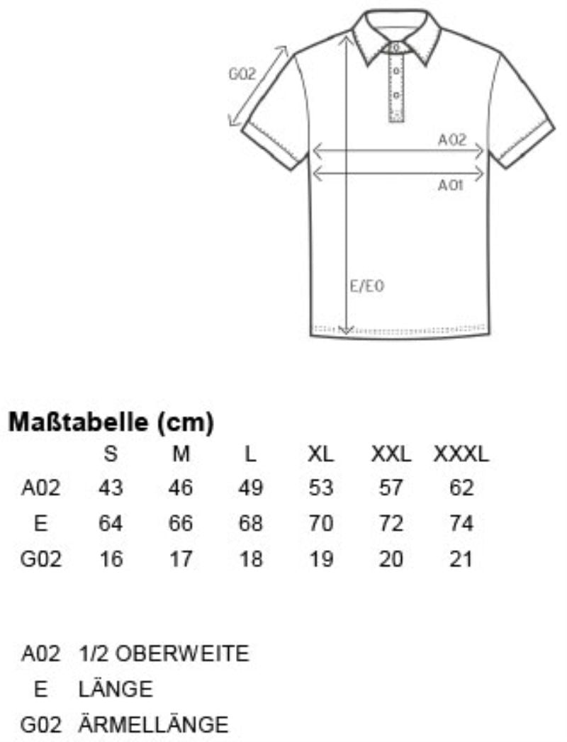 Tabela velikosti za žensko delovno polo majico Promodoro 4025