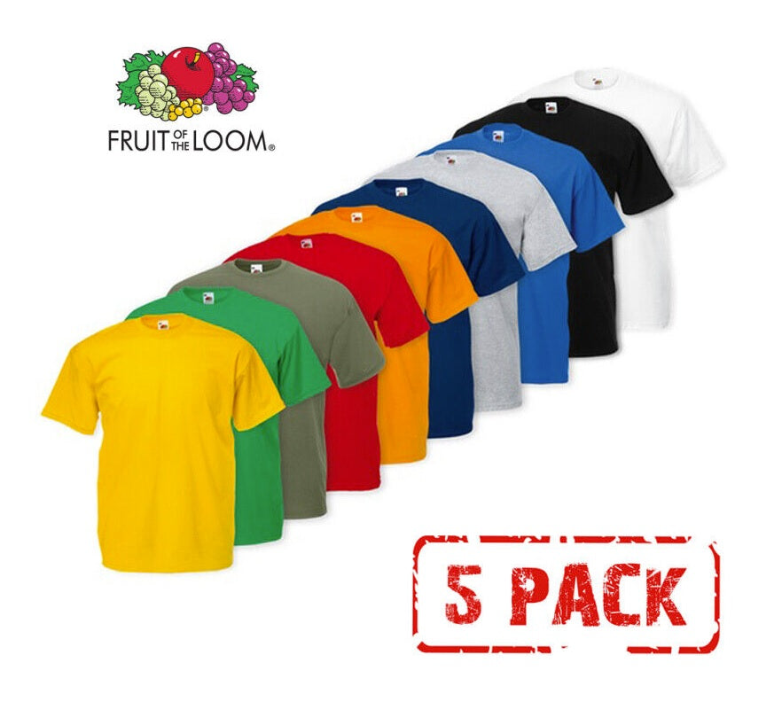 Set pet moških kratkih rokav Fruit Of The Loom majic, oblekaNadom, v paketu, brez logotipa, udobne in vsakodnevne.